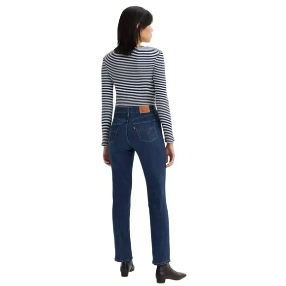 NWT LEVI'S Classic Straight Jeans 28 x 32 6L Dark Wash Stretch Tall 6 Long