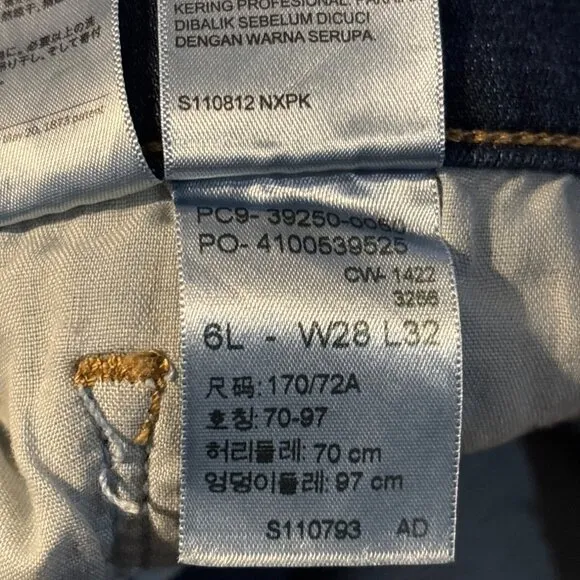 NWT LEVI'S Classic Straight Jeans 28 x 32 6L Dark Wash Stretch Tall 6 Long