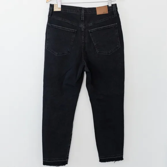 NWT Madewell Black Mom Jeans Knee-Rip Edition Size 29