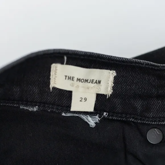 NWT Madewell Black Mom Jeans Knee-Rip Edition Size 29