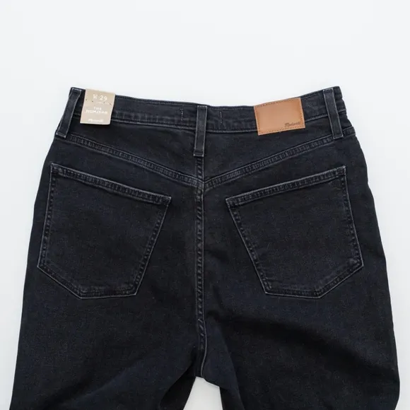 NWT Madewell Black Mom Jeans Knee-Rip Edition Size 29