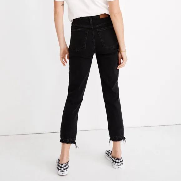 NWT Madewell Black Mom Jeans Knee-Rip Edition Size 29