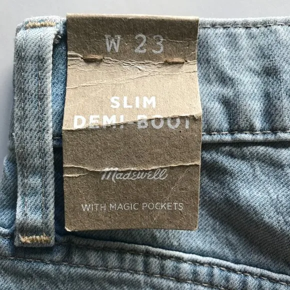 NWT Madewell Slim Demi-Boot Jeans in Bellmeade Wash 23