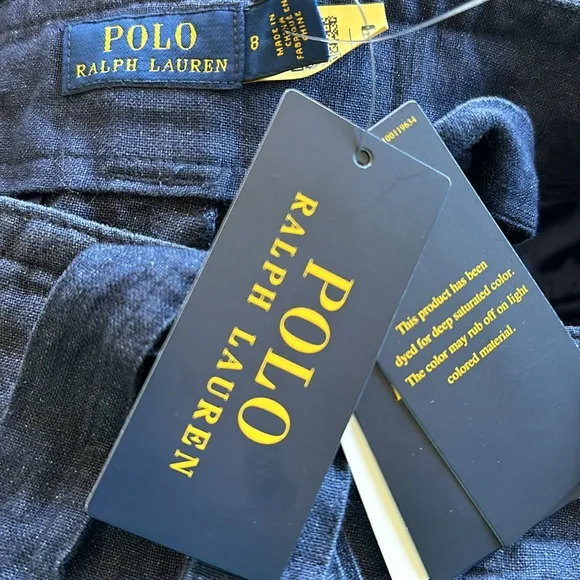 NWT POLO RALPH LAUREN 100% Linen shorts  Navy