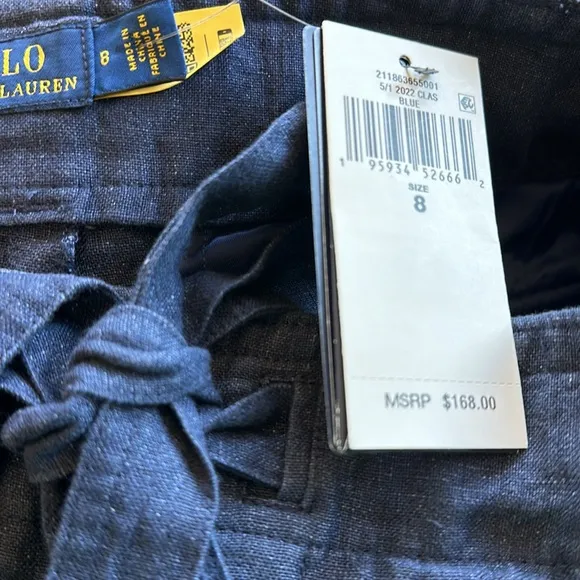 NWT POLO RALPH LAUREN 100% Linen shorts  Navy