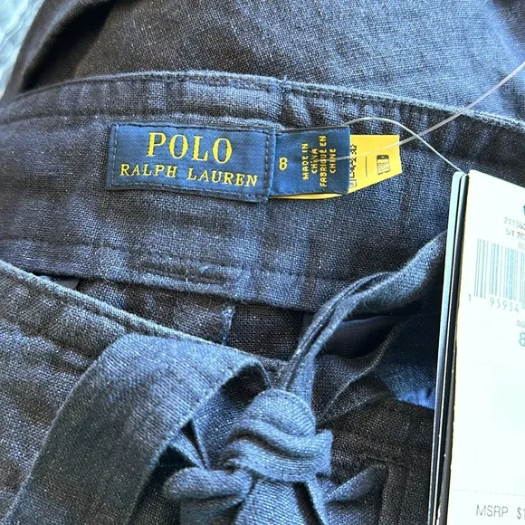 NWT POLO RALPH LAUREN 100% Linen shorts  Navy