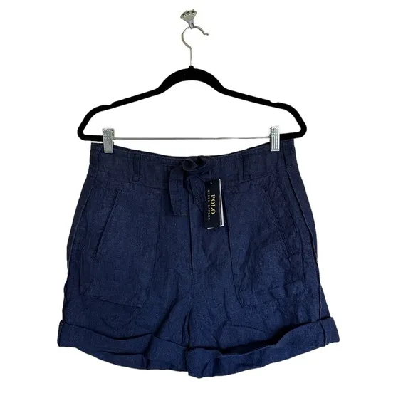 NWT POLO RALPH LAUREN 100% Linen shorts  Navy
