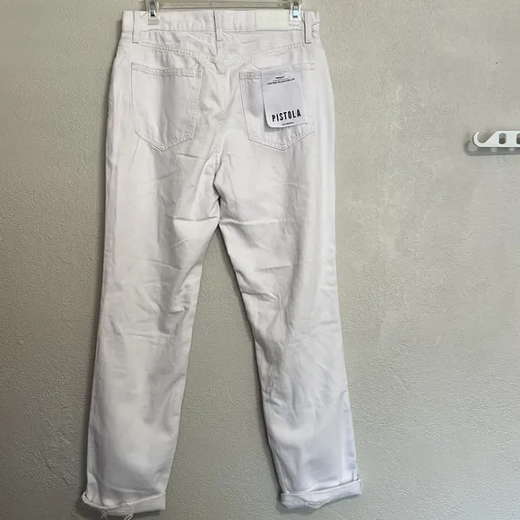 NWT Women’s Pistola Presley High Rise Relaxed Roller Destructed White Jeans