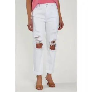 NWT Women’s Pistola Presley High Rise Relaxed Roller Destructed White Jeans