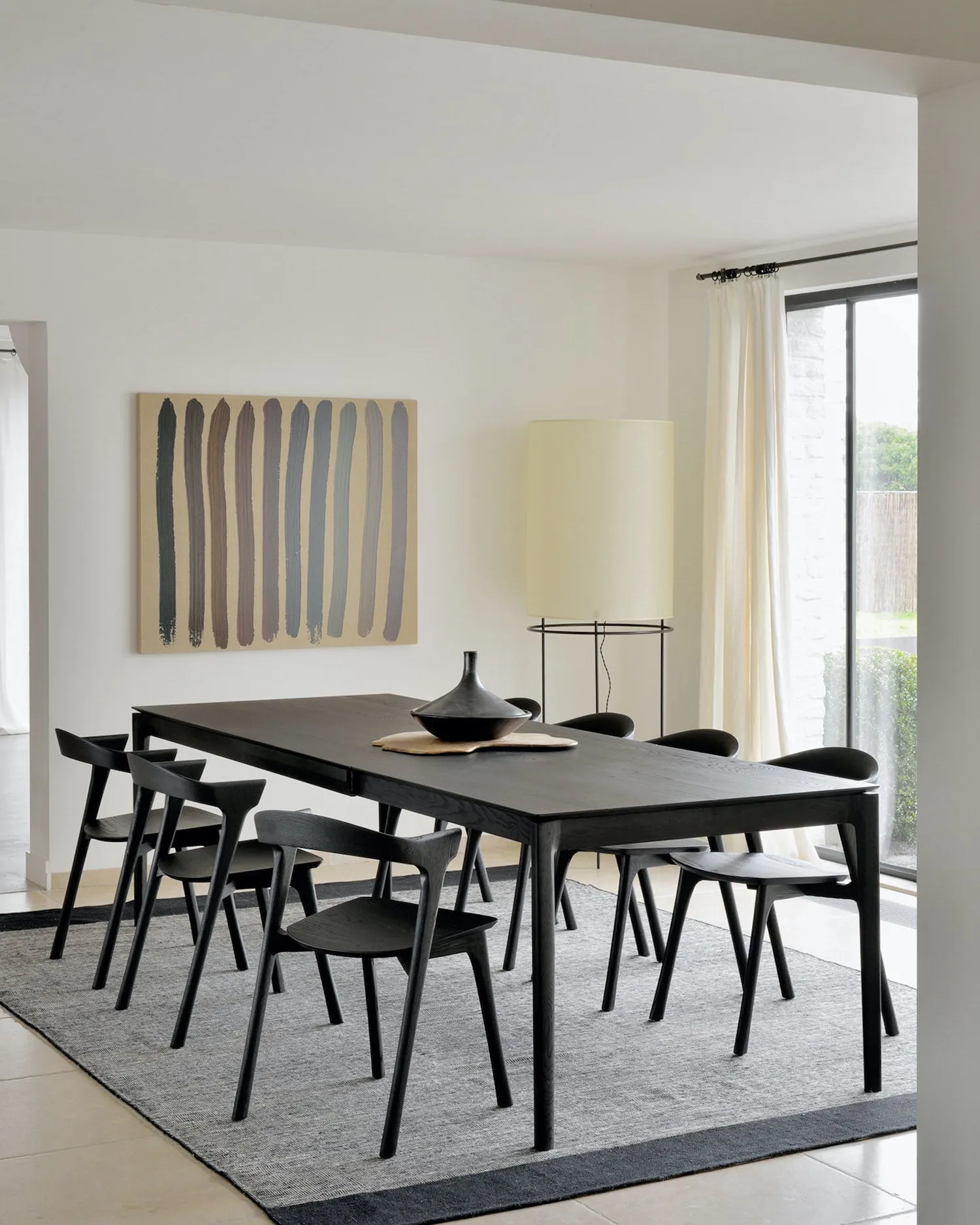 Oak Bok Black Extendable Dining Table - Varnished