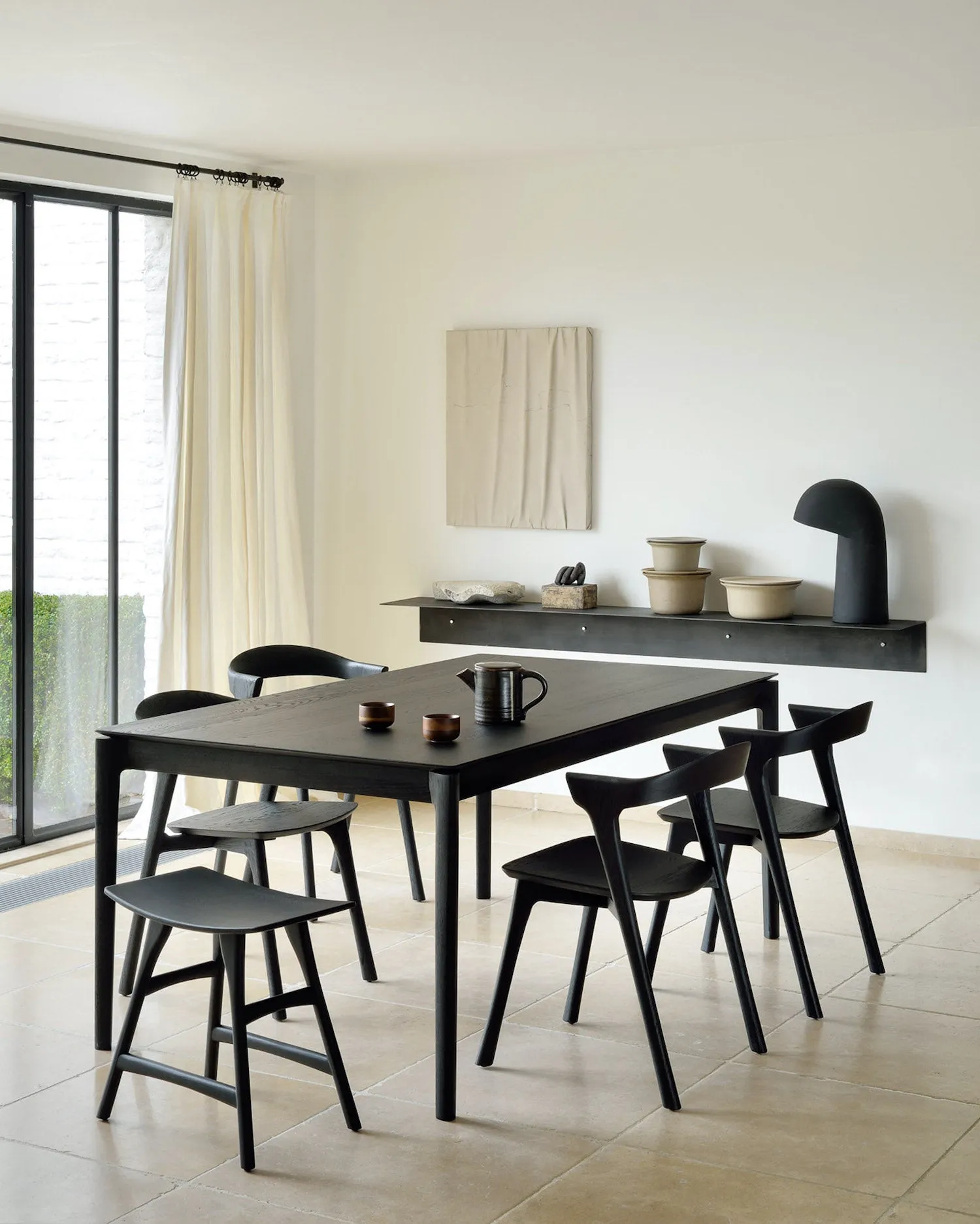 Oak Bok Black Extendable Dining Table - Varnished