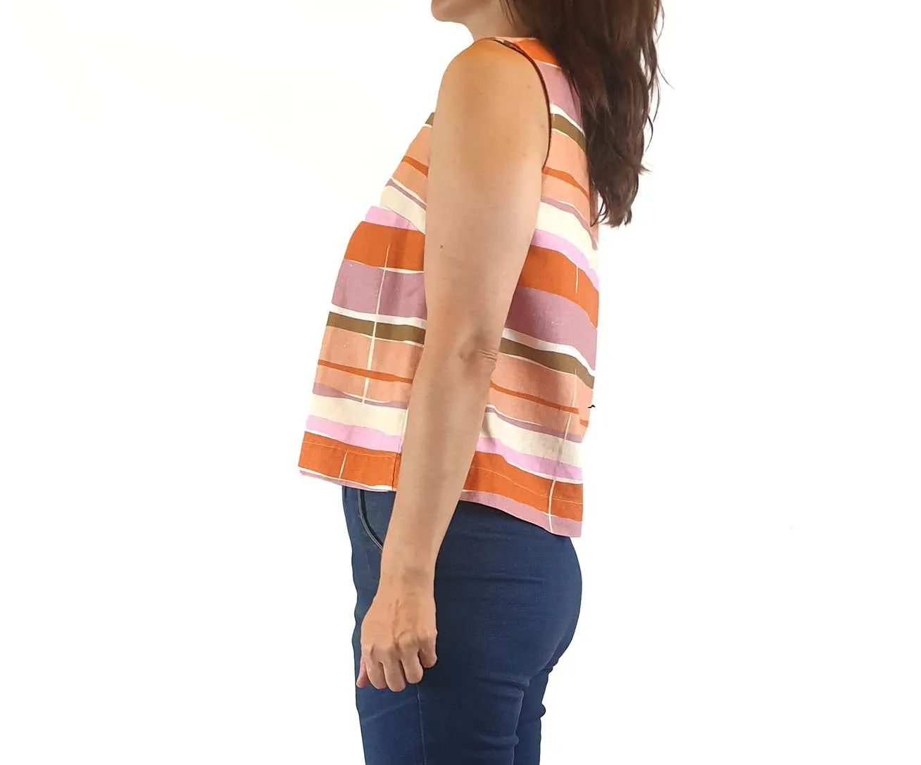 Obus pink striped sleeveless cropped top size 1 (best fits 8)