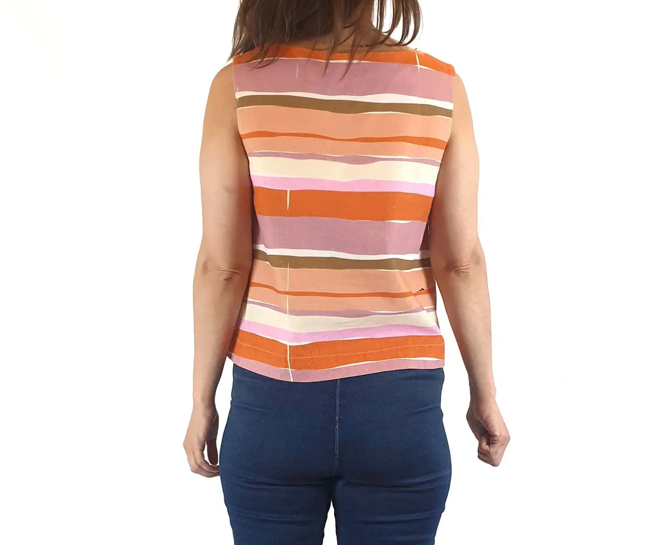Obus pink striped sleeveless cropped top size 1 (best fits 8)