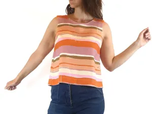 Obus pink striped sleeveless cropped top size 1 (best fits 8)