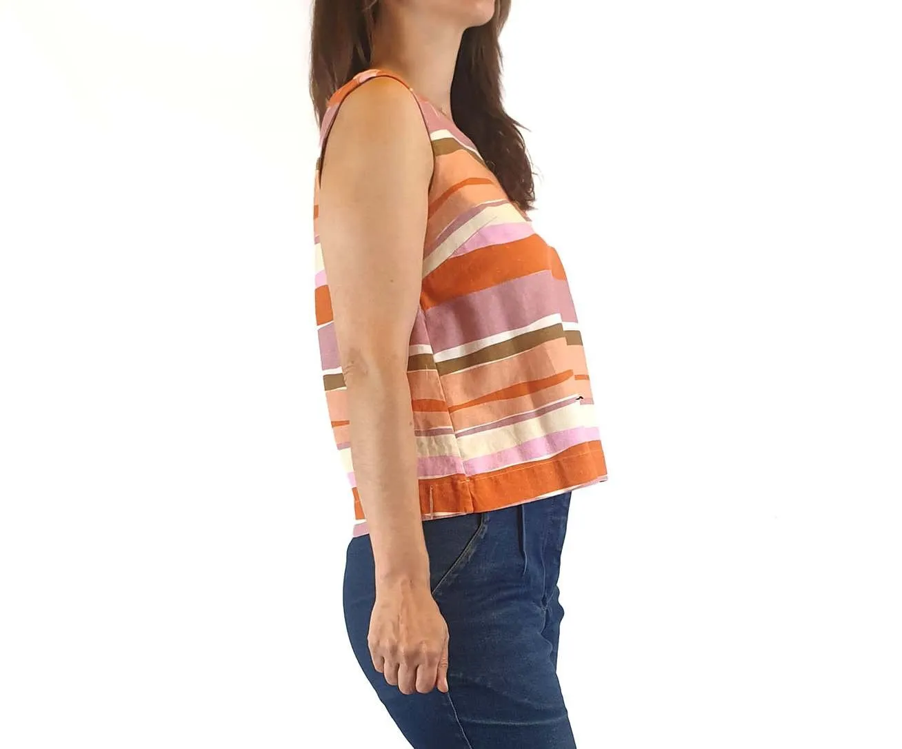 Obus pink striped sleeveless cropped top size 1 (best fits 8)
