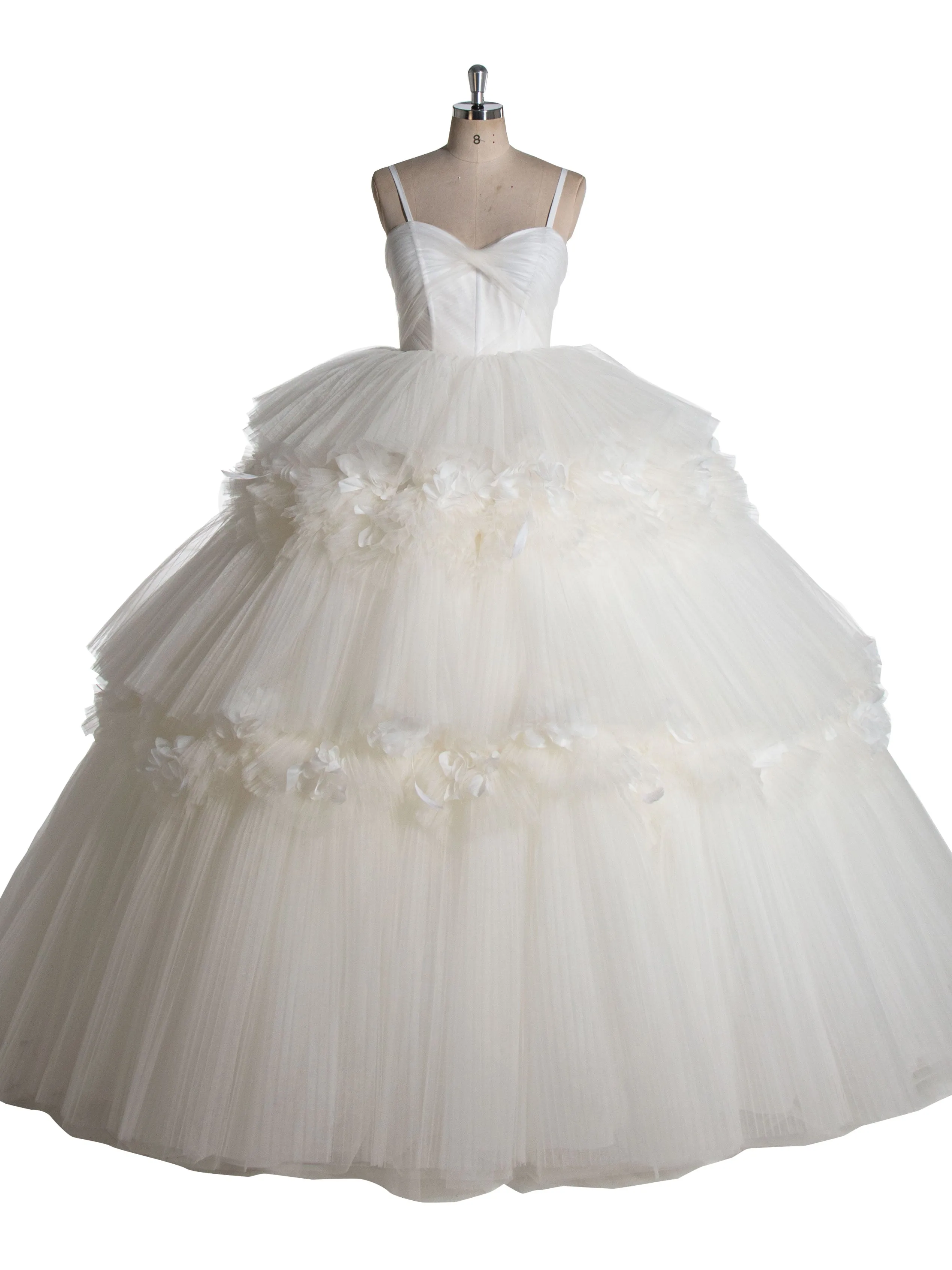 Off Shoulder Floor Length Layered Ruffles Ball Gown Elegant Wedding Dress YW241005