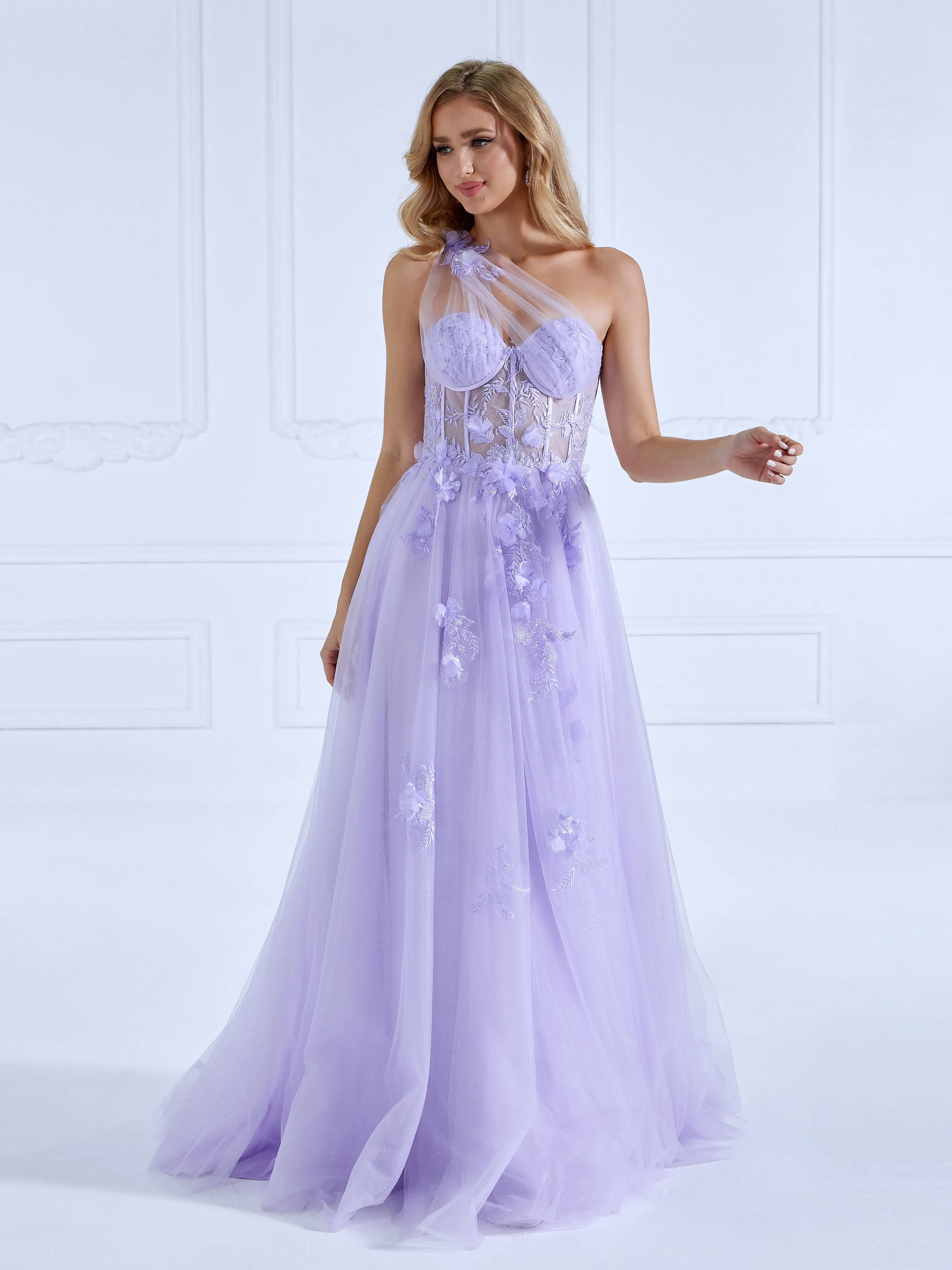 One Shoulder Side Slit Long Dress Elegant Prom Dress #17475