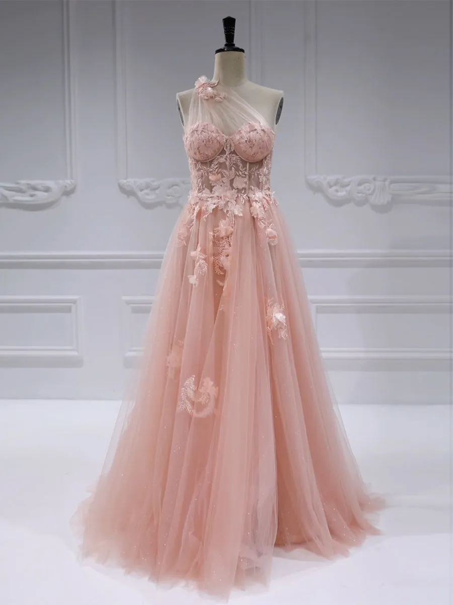One Shoulder Side Slit Long Dress Elegant Prom Dress #17475
