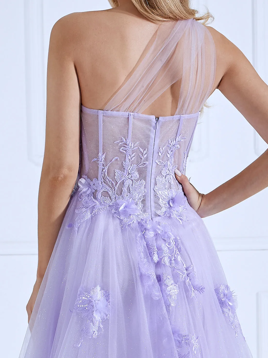 One Shoulder Side Slit Long Dress Elegant Prom Dress #17475