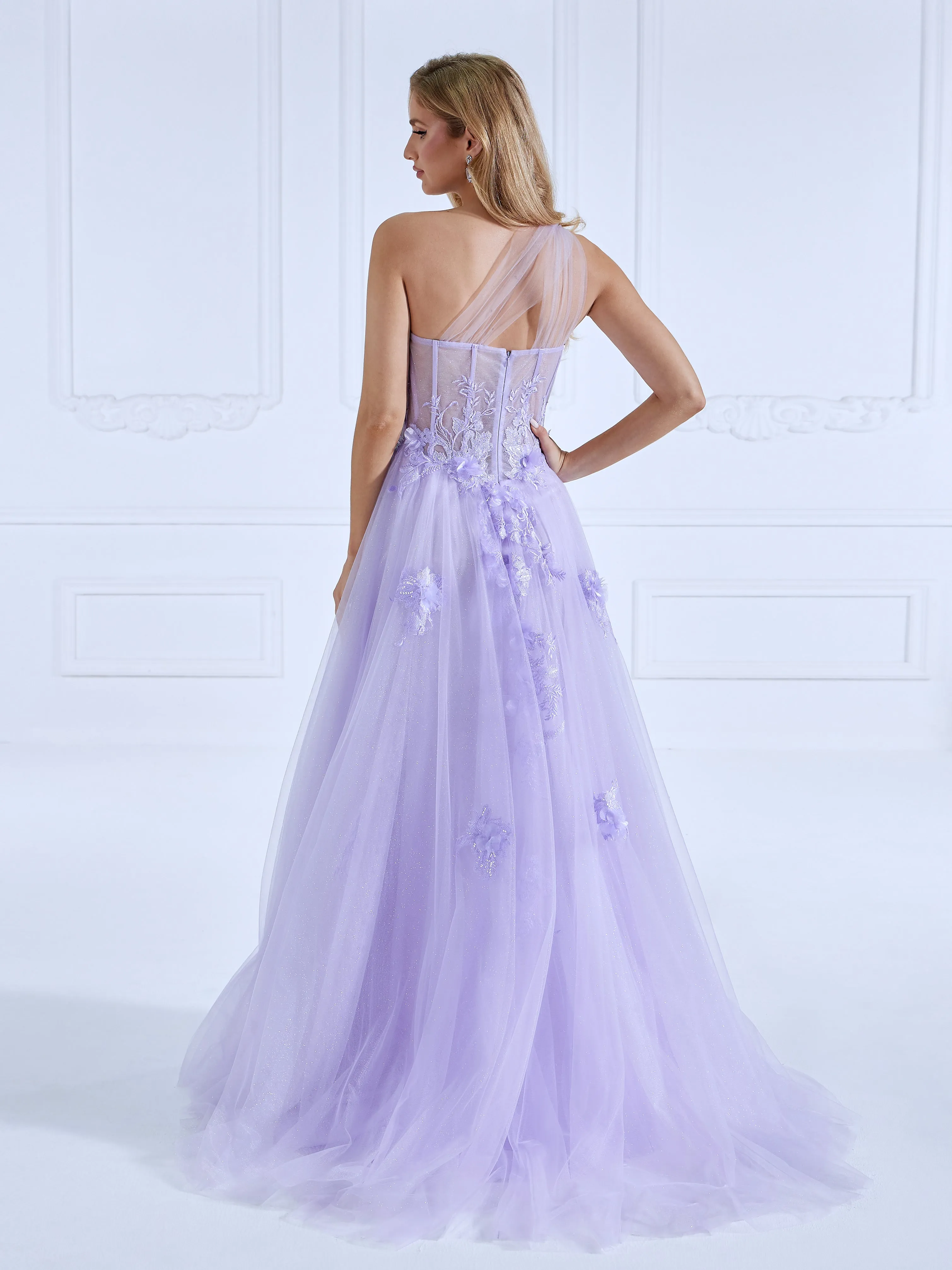 One Shoulder Side Slit Long Dress Elegant Prom Dress #17475