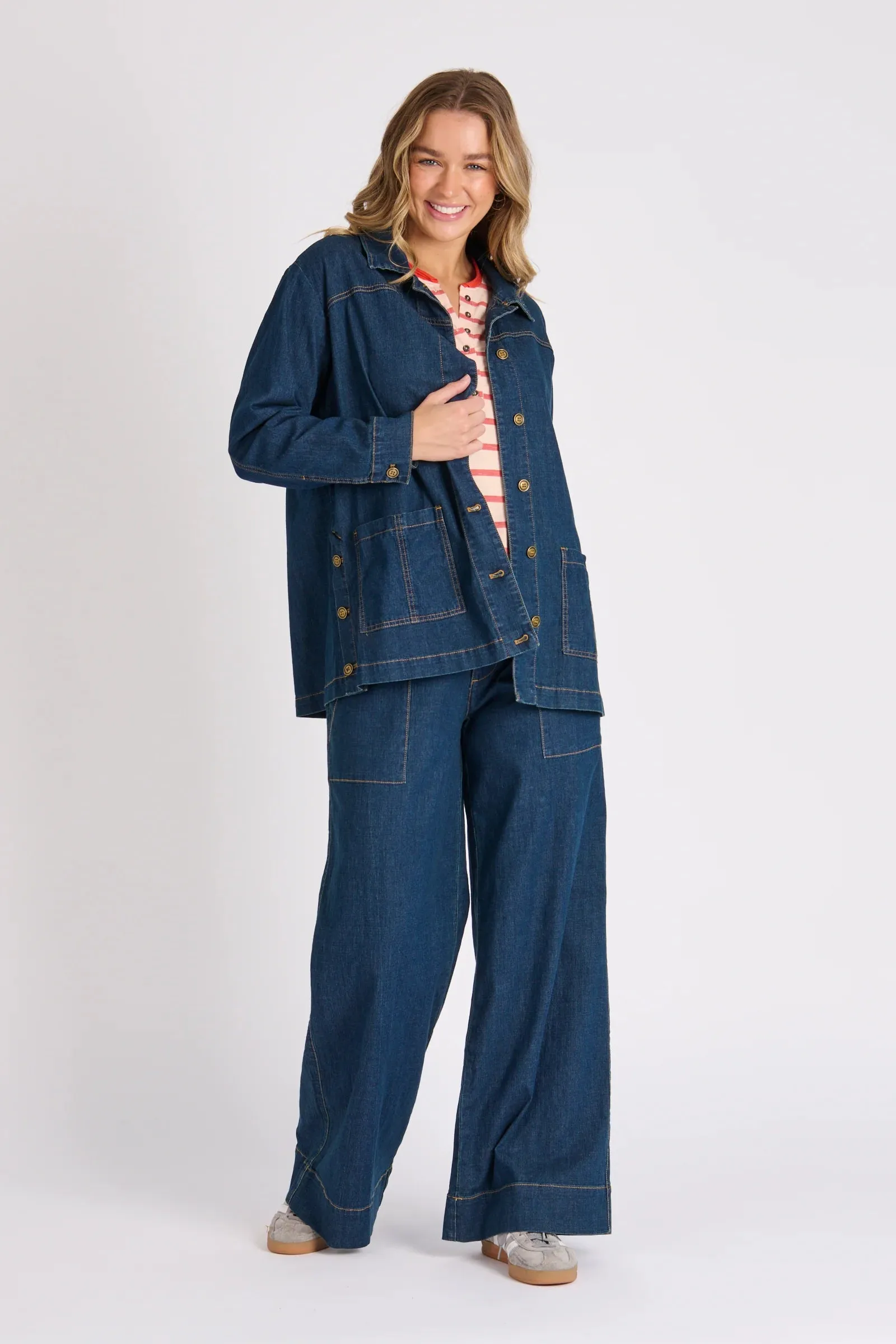 One Ten Willow 1015408 Button Side Jacket - Dark Denim