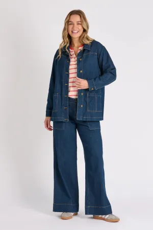 One Ten Willow 1015408 Button Side Jacket - Dark Denim
