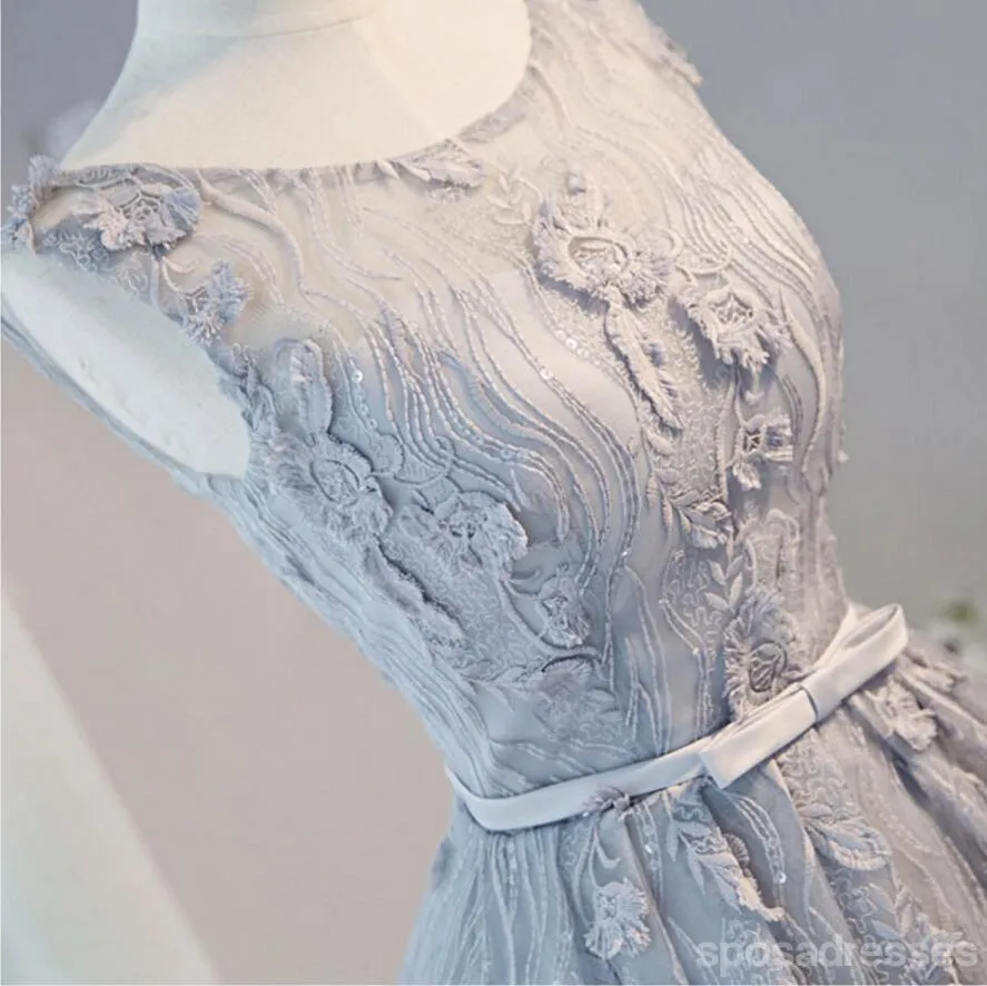 Open Back Gray Lace Scoop Neckline Homecoming Prom Dresses, Affordable Short Party Prom Dresses, Perfect Homecoming Dresses, CM274