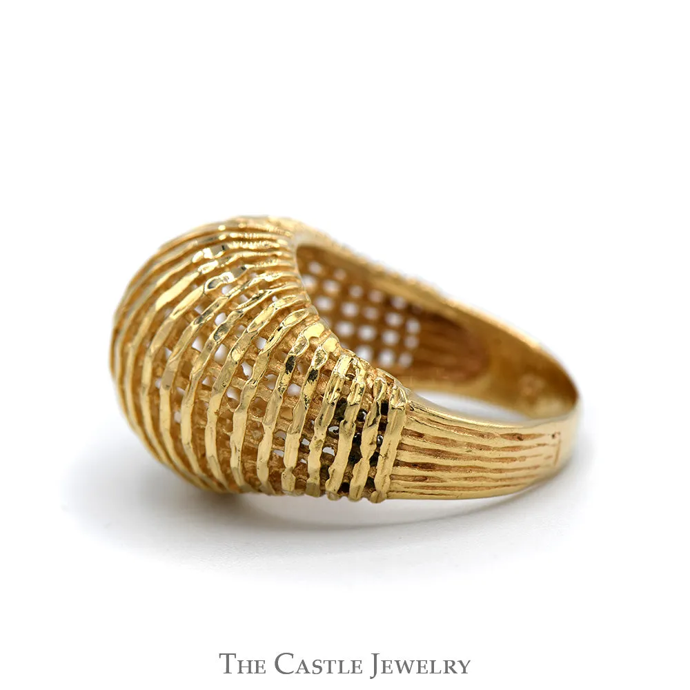 Open Lattice Designed Dome Ring in 14k Yellow Gold