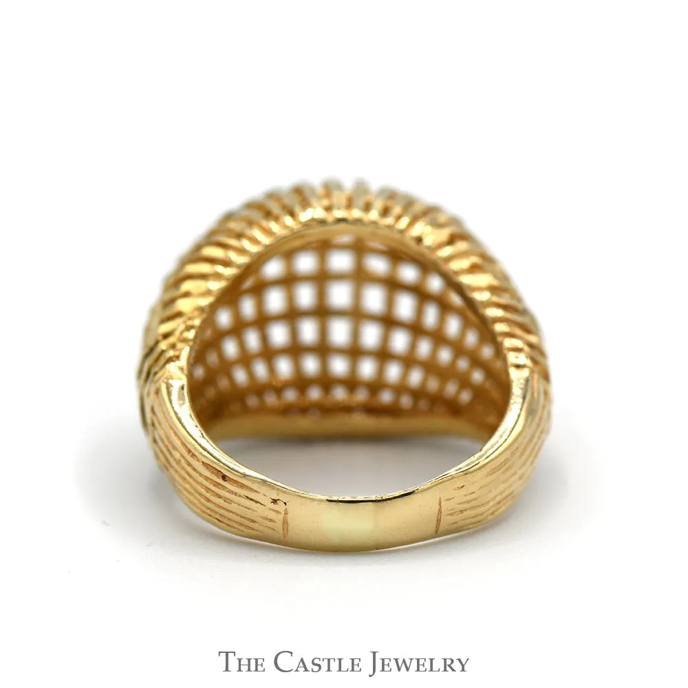 Open Lattice Designed Dome Ring in 14k Yellow Gold
