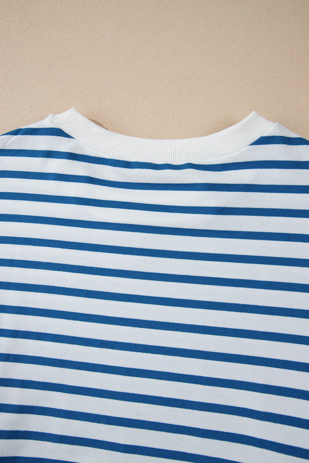 Orange Stripe Drop Shoulder Crew Neck Loose Casual Sweater Sweatshirt