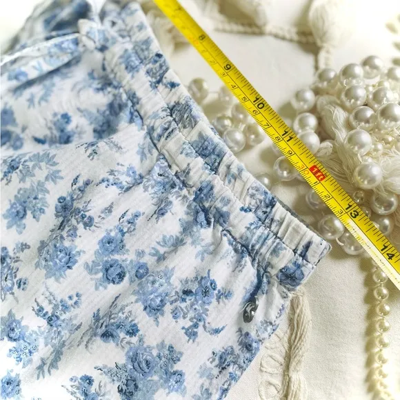 ottod'Ame | S / 4 | Italian Cotton Floral Striped Light Sleep Drawstring Shorts