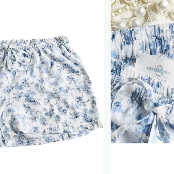 ottod'Ame | S / 4 | Italian Cotton Floral Striped Light Sleep Drawstring Shorts
