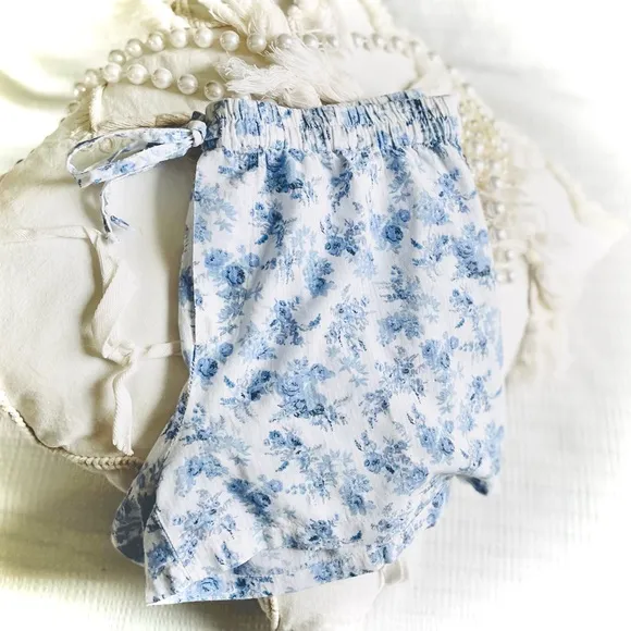 ottod'Ame | S / 4 | Italian Cotton Floral Striped Light Sleep Drawstring Shorts