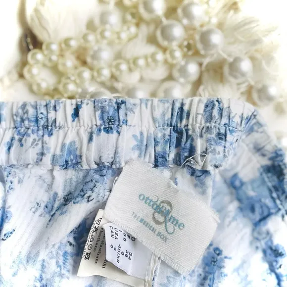 ottod'Ame | S / 4 | Italian Cotton Floral Striped Light Sleep Drawstring Shorts
