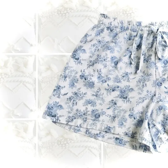 ottod'Ame | S / 4 | Italian Cotton Floral Striped Light Sleep Drawstring Shorts