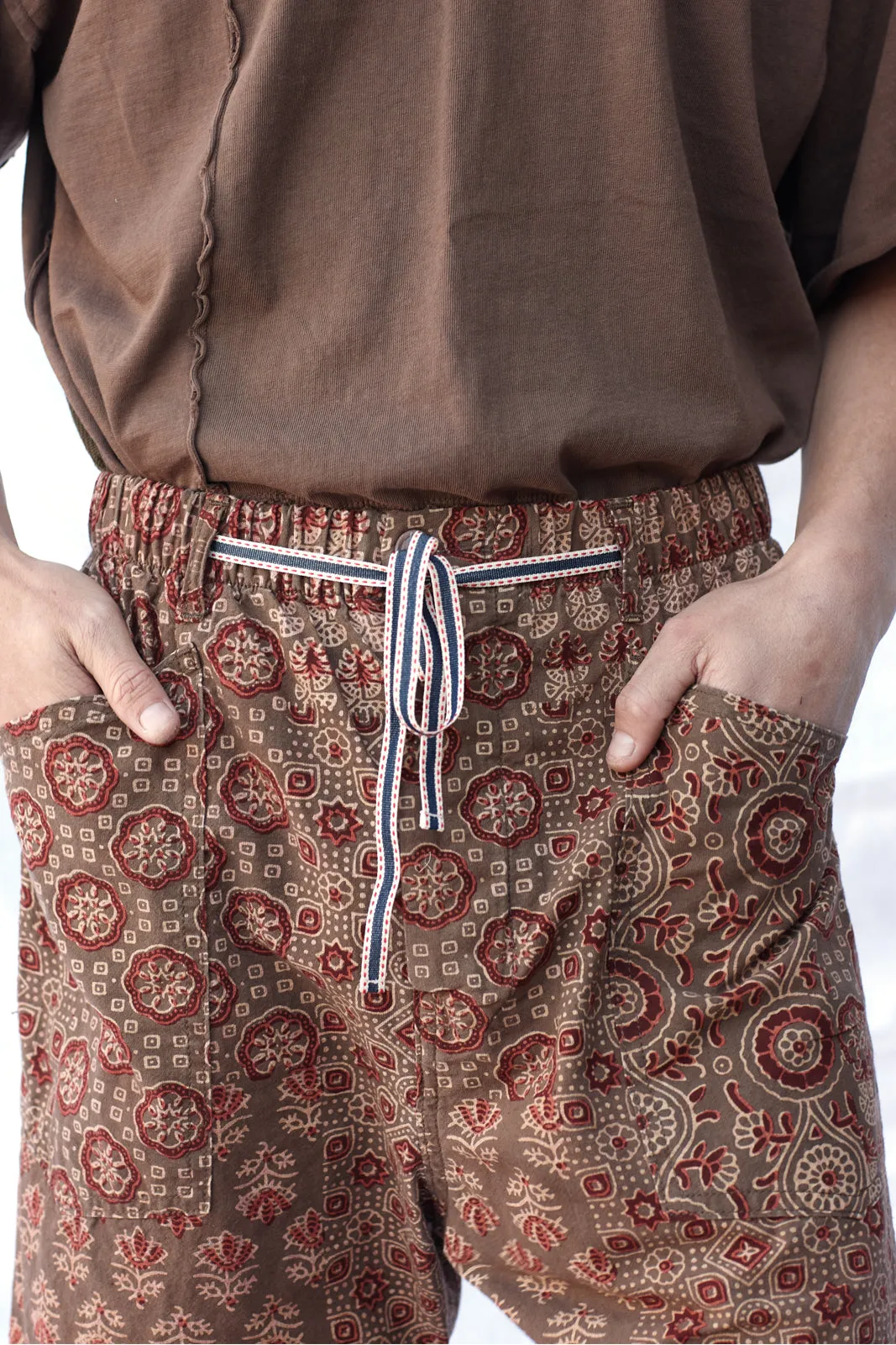 p35 ajrakh shorts in brown