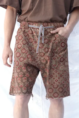 p35 ajrakh shorts in brown