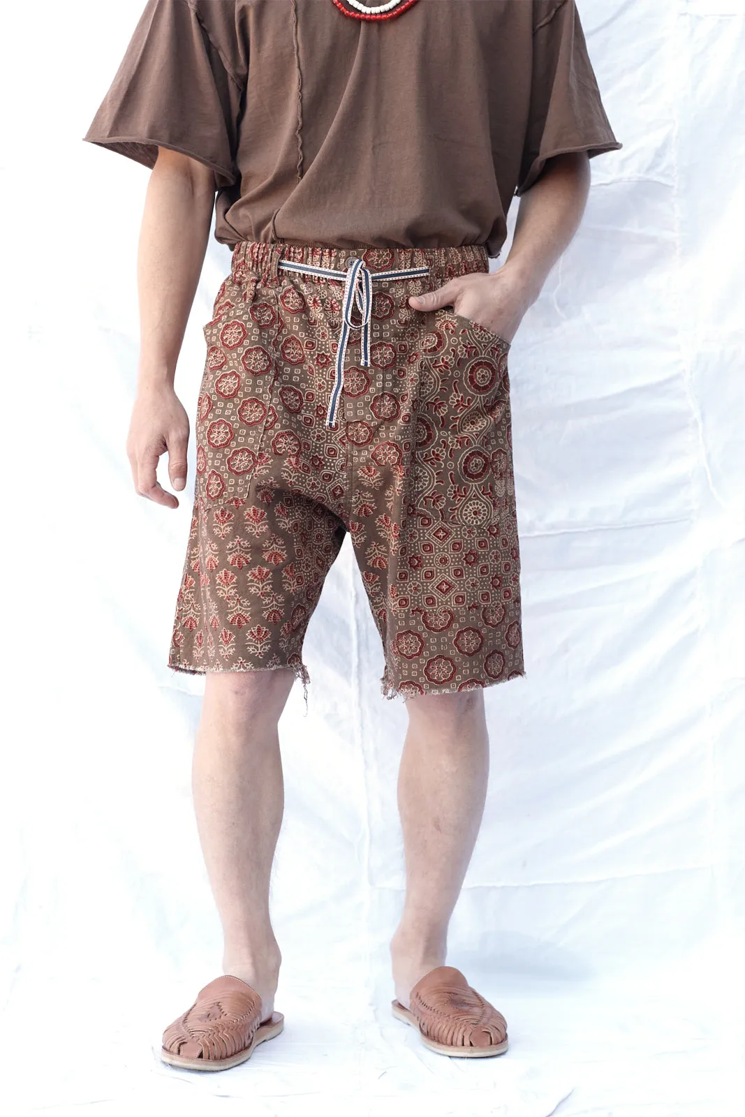 p35 ajrakh shorts in brown