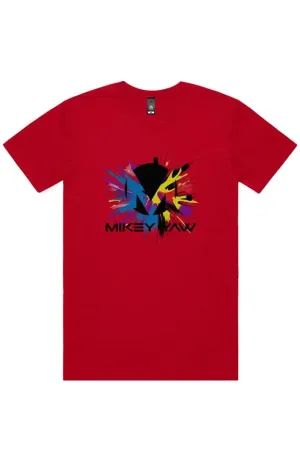 Paint Splatter on Red Staple Short Sleeve T-Shirt