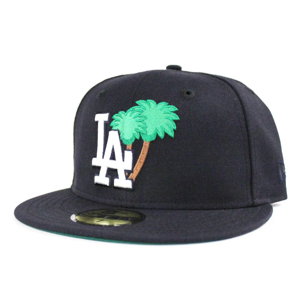 Palm Tree Los Angeles Dodgers New Era 59Fifty Fitted Hat (Navy Green Under Brim)