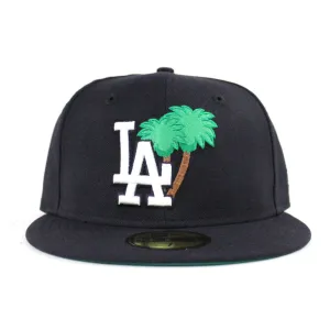 Palm Tree Los Angeles Dodgers New Era 59Fifty Fitted Hat (Navy Green Under Brim)