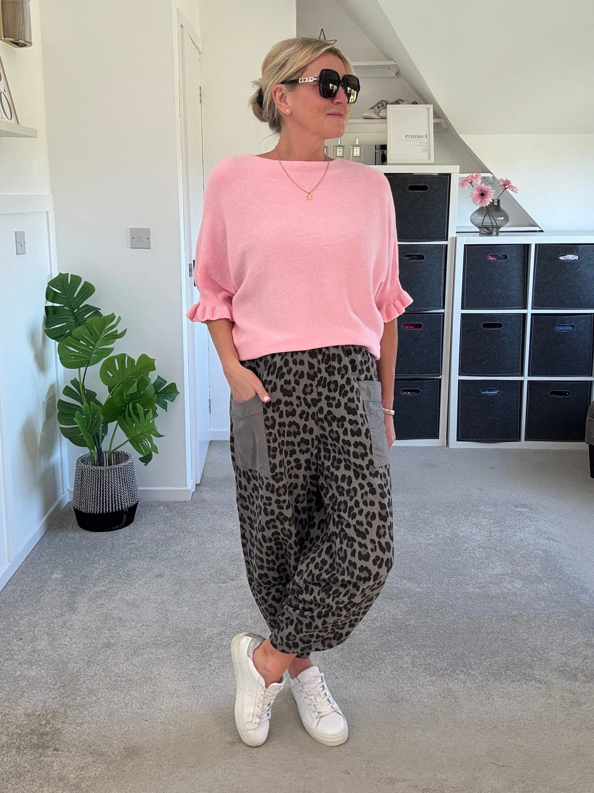 Pastel Pink Frill Sleeve Jumper