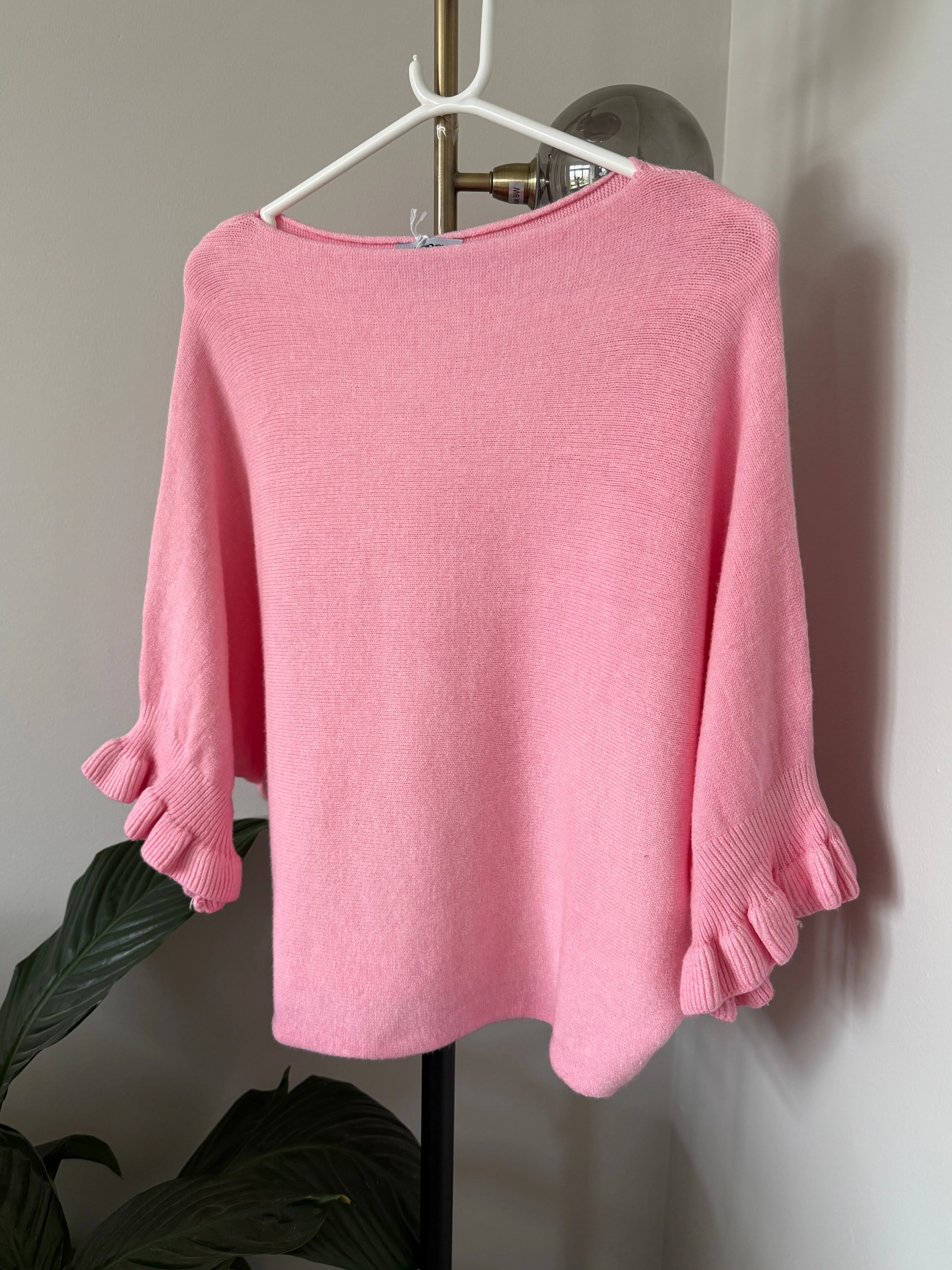 Pastel Pink Frill Sleeve Jumper