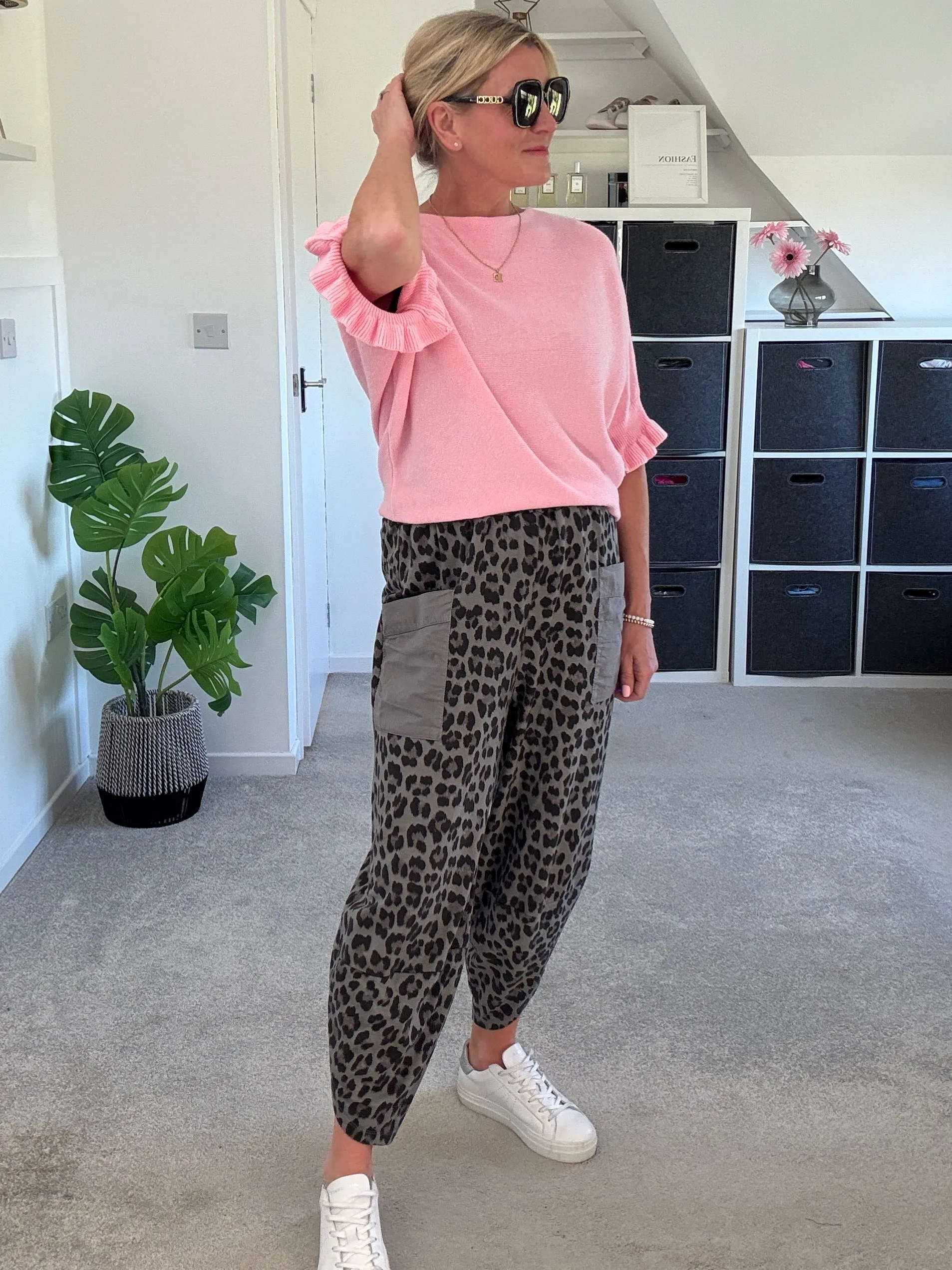 Pastel Pink Frill Sleeve Jumper