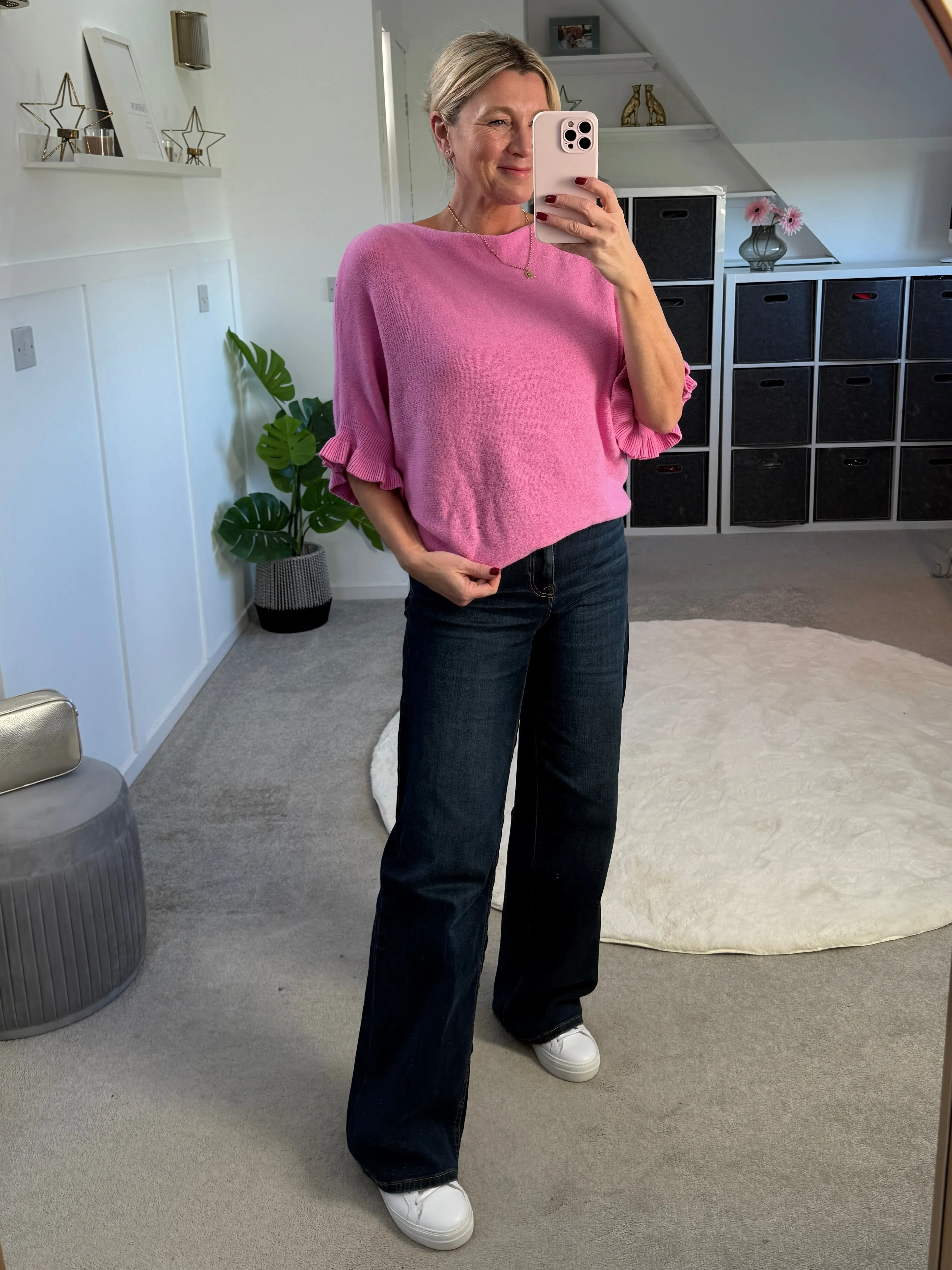 Pastel Pink Frill Sleeve Jumper