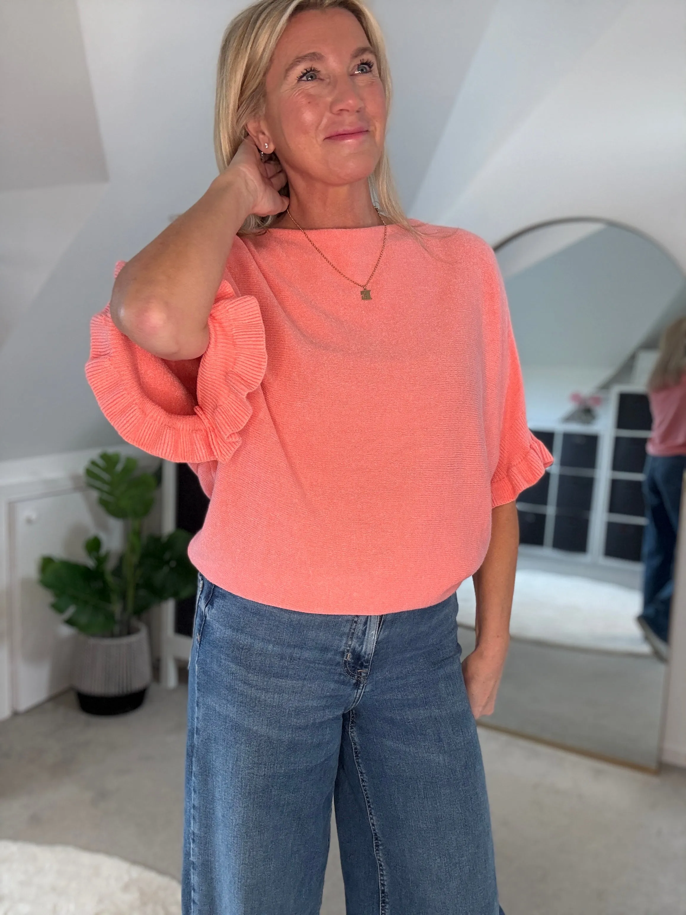 Pastel Pink Frill Sleeve Jumper