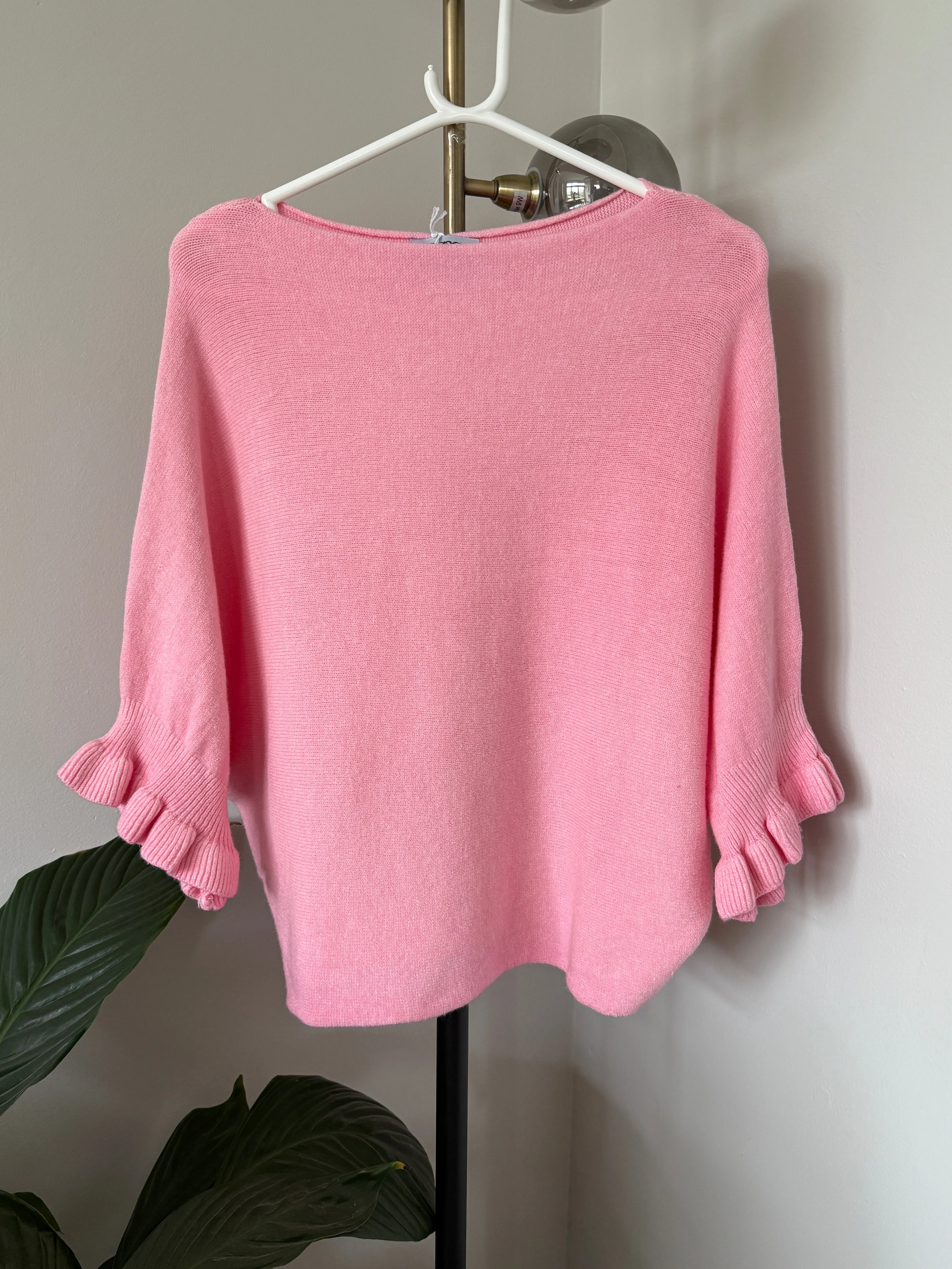 Pastel Pink Frill Sleeve Jumper