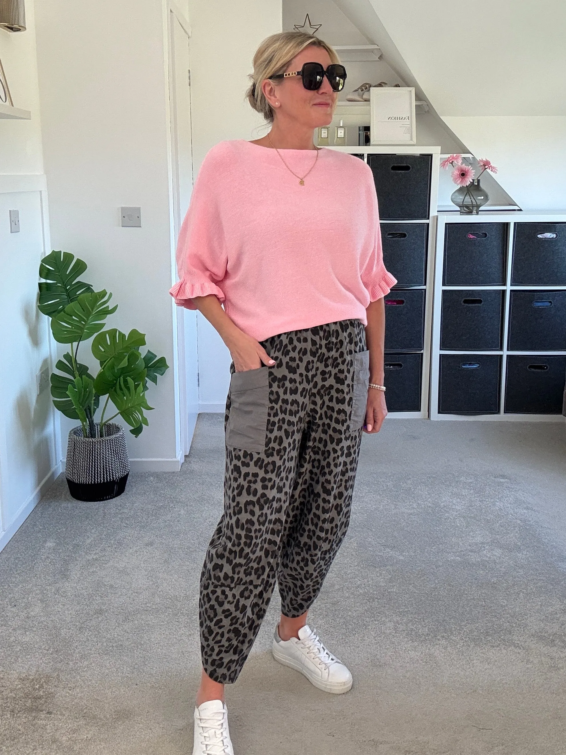 Pastel Pink Frill Sleeve Jumper