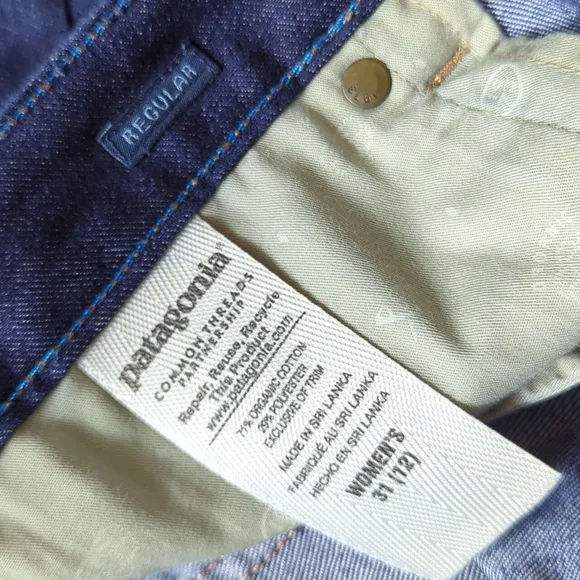 PATAGONIA I Dark Blue Denim Relaxed Fit High Rise Cuffed Hem Jean Shorts, 31/12