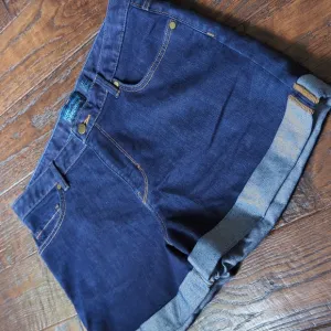 PATAGONIA I Dark Blue Denim Relaxed Fit High Rise Cuffed Hem Jean Shorts, 31/12